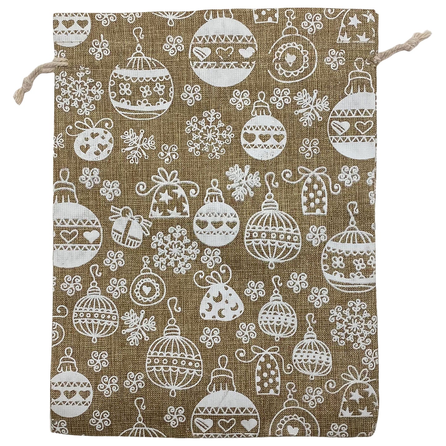8" x 10" Jute Burlap White Christmas Ornament Drawstring Gift Bags