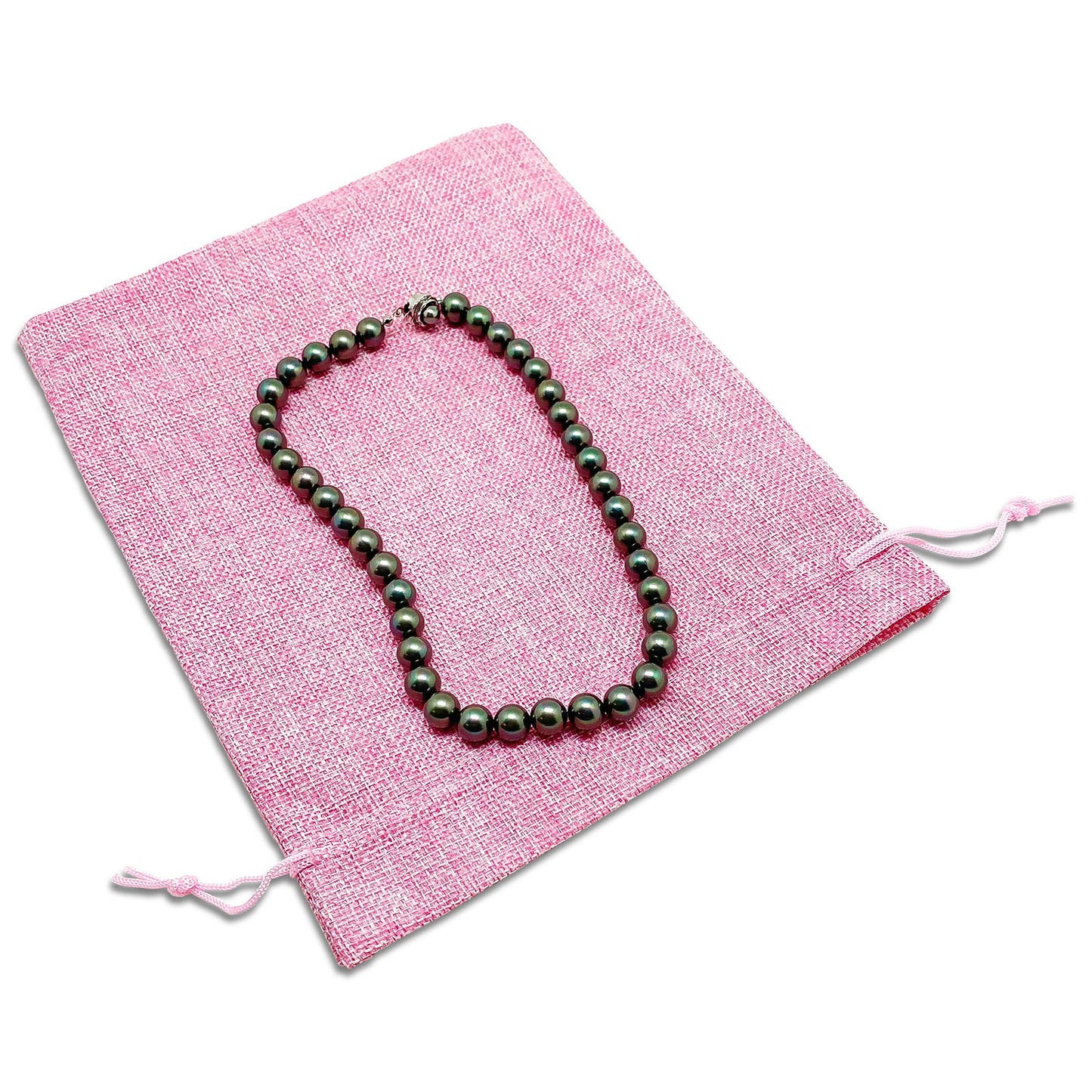 8" x 10" Pink Linen Burlap Drawstring Gift Bags