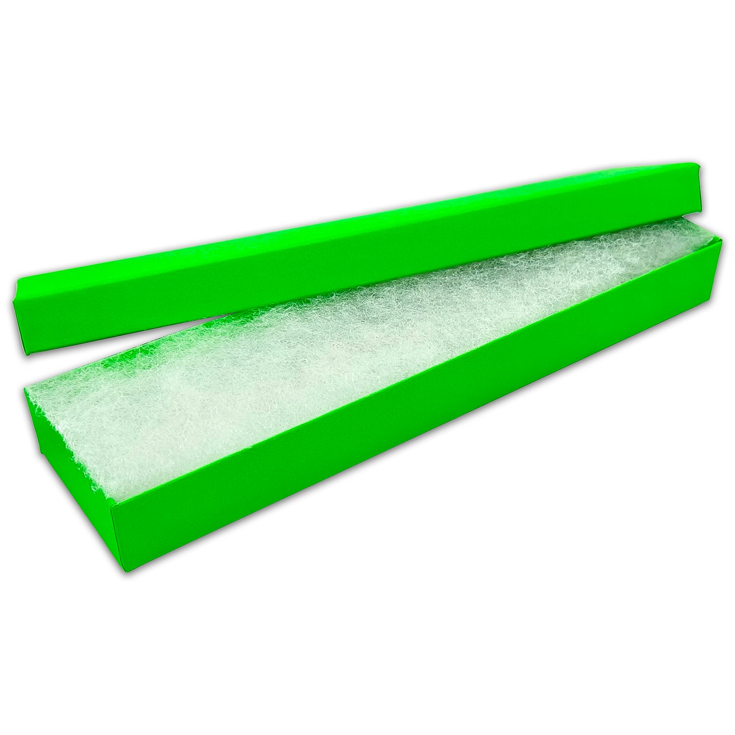 8" x 2" x 1" Neon Green Cotton Filled Box