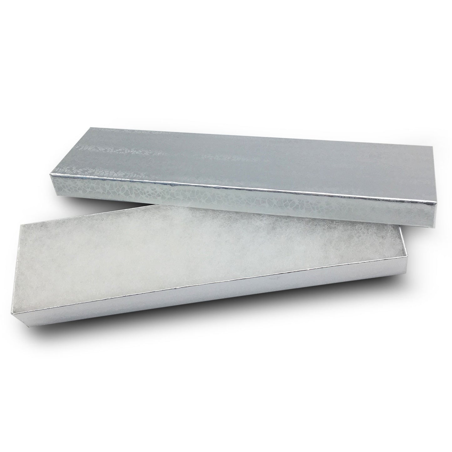 8"x 2"x 1" Silver Foil Cotton Filled Box