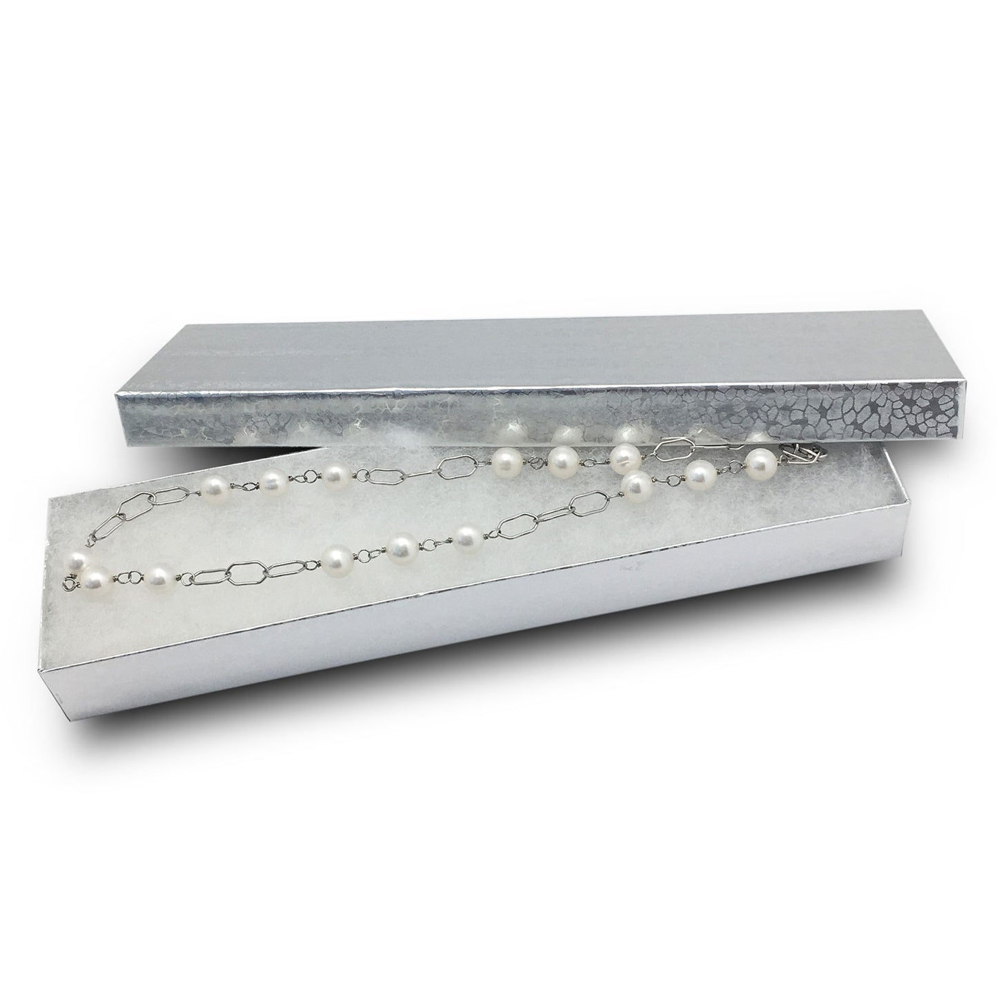 8"x 2"x 1" Silver Foil Cotton Filled Box