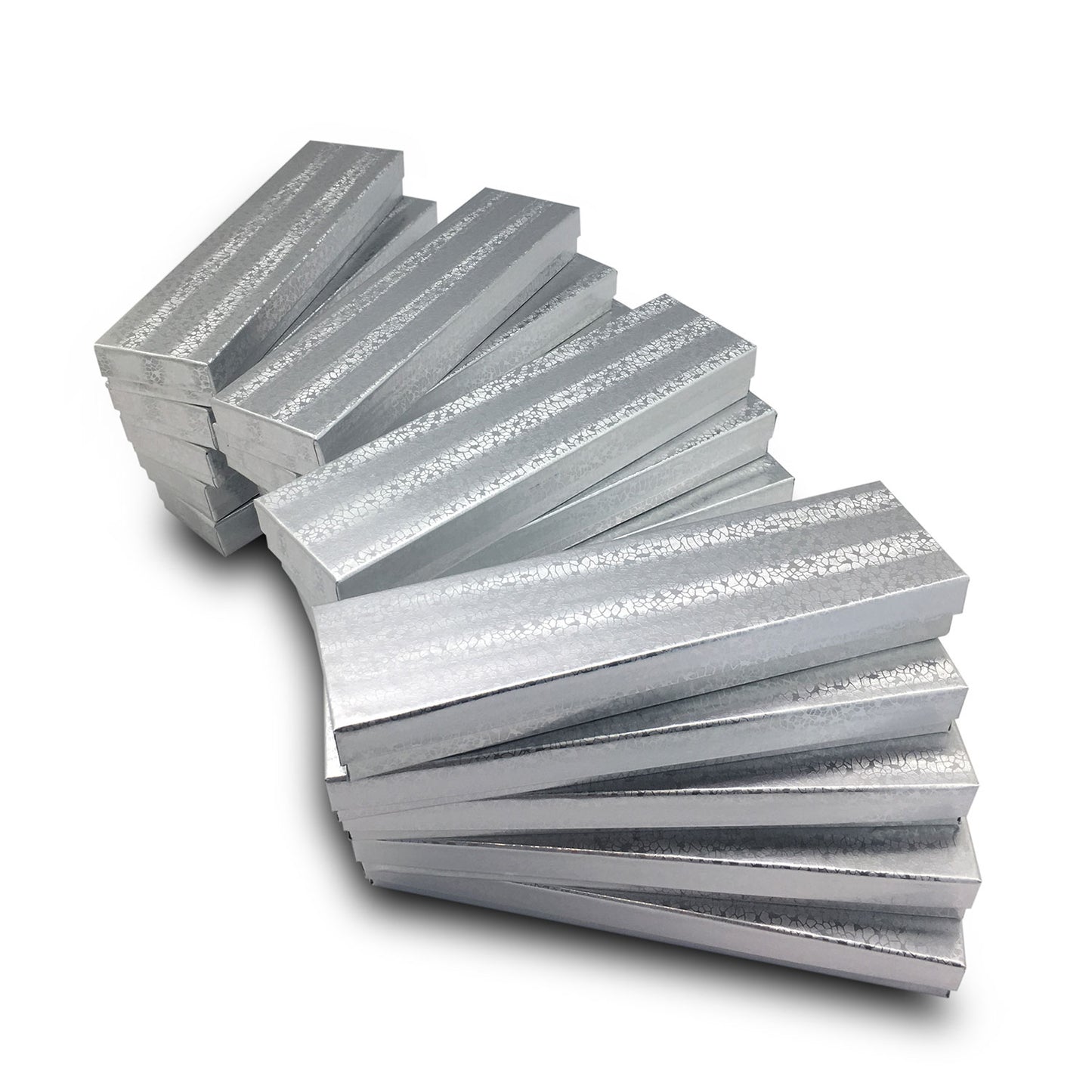 8"x 2"x 1" Silver Foil Cotton Filled Box