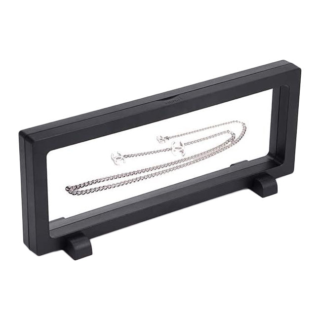 9" x 3.5" Black Floating Frame Jewelry Display Case