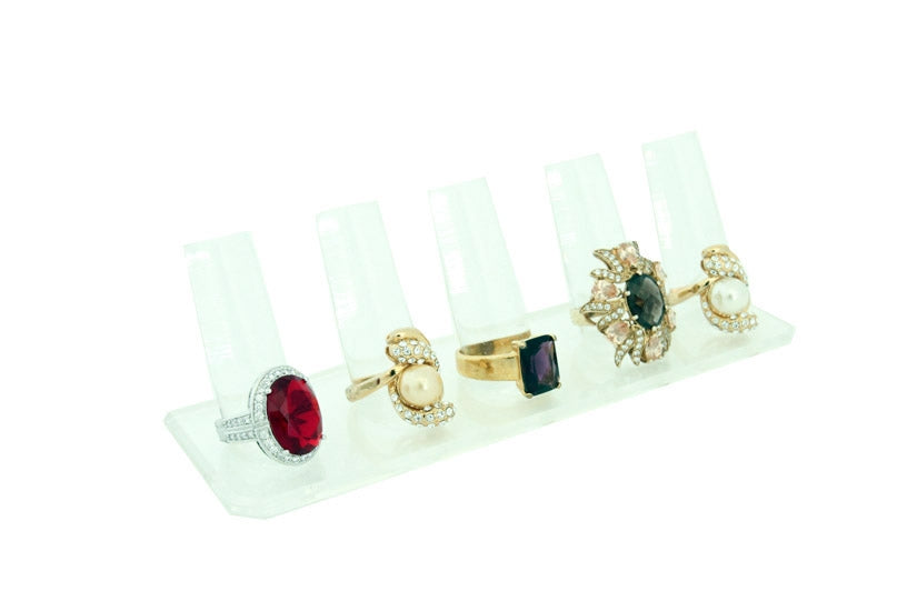 Clear Acrylic Straight 5 Finger Ring Display
