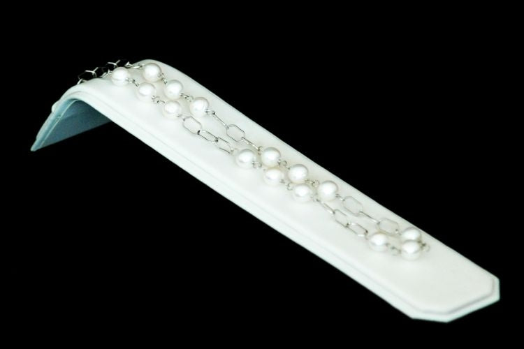 White Leatherette Jewelry Style Ramp Display