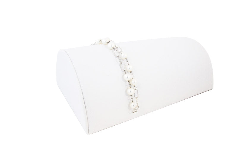 8 1/4" x 4 3/4" x3" White Leatherette Half Moon Bracelet Ramp