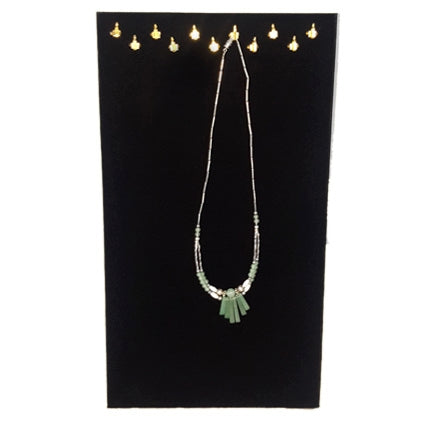 Black Velvet Necklace Display Pad with 11 Hooks