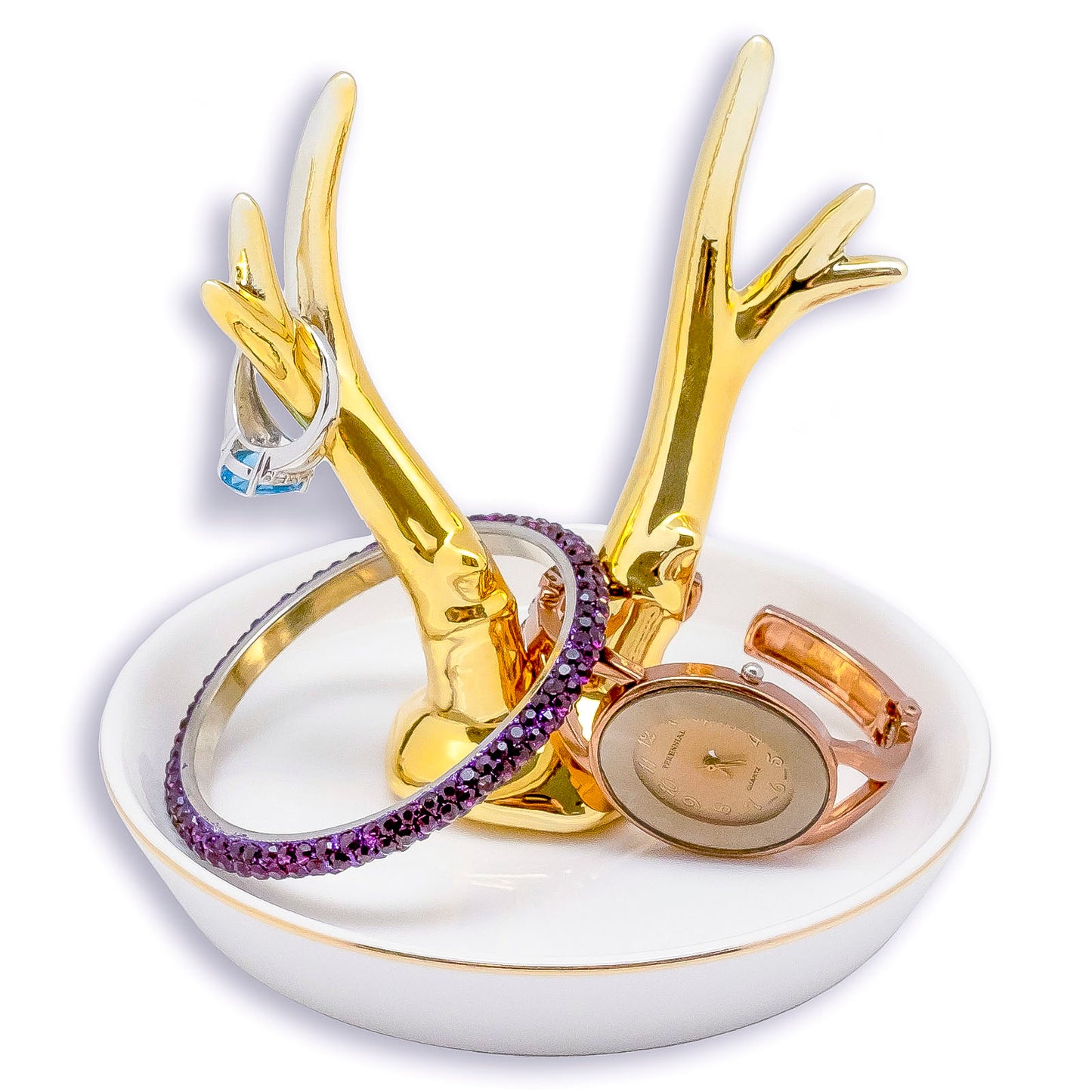 Ceramic Gold Deer Antler Jewelry Dish