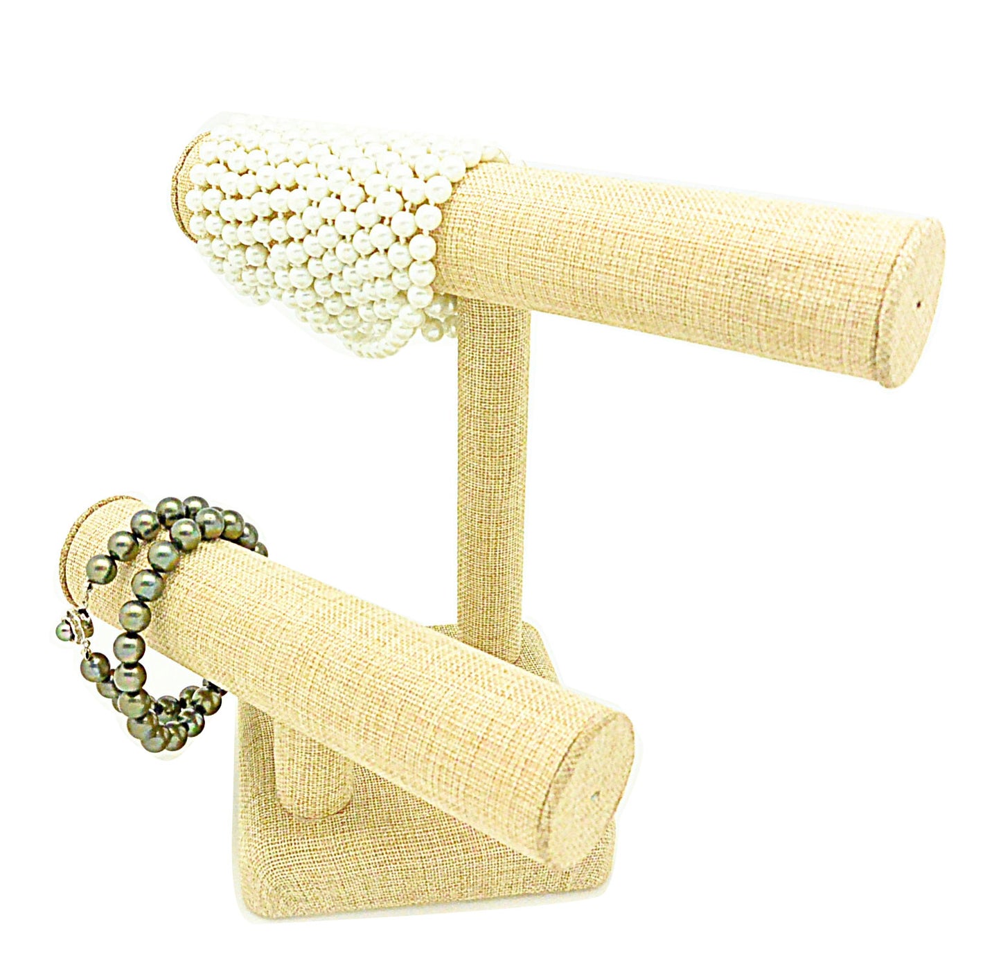 10"WX8 1/4"H Beige Burlap Double T-Bar Jewelry Display