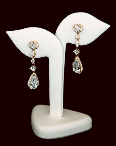 White Leatherette Single Earring Jewelry Display Leaf Shape