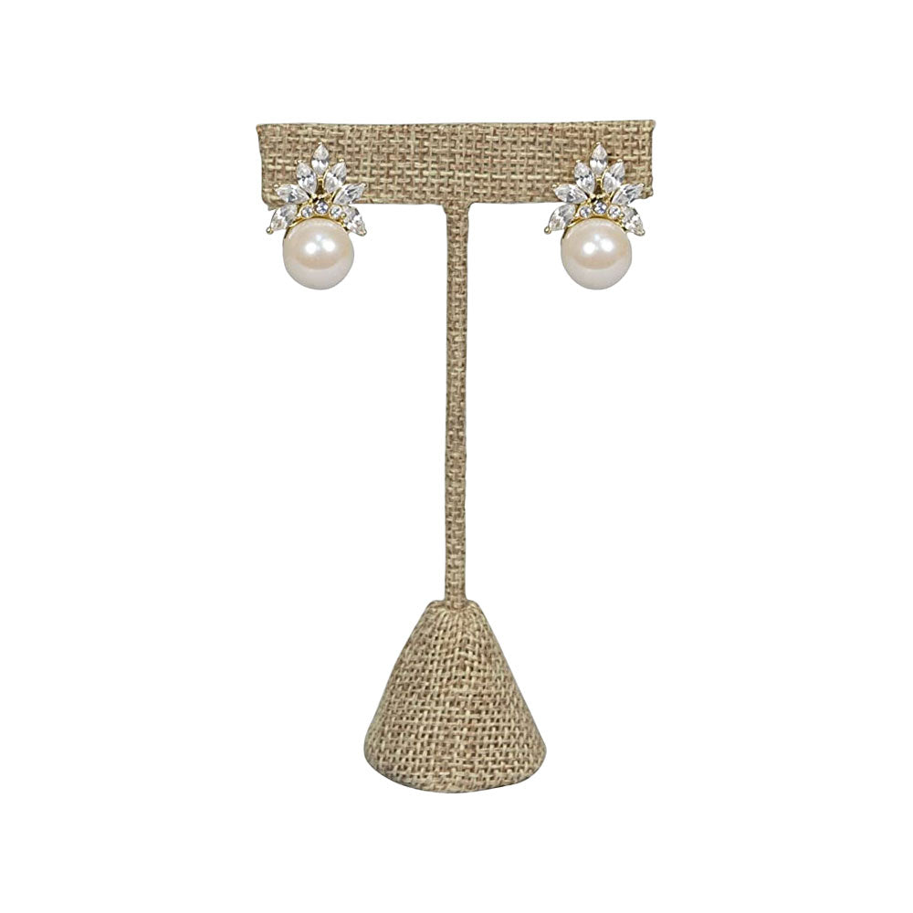 4 3/4" Single Burlap T-Shape Earring Display Stand