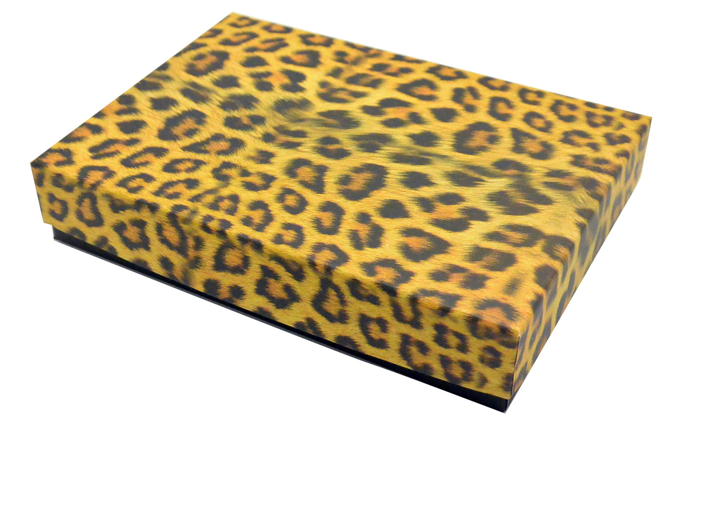 7 1/2"x5" Black with Leopard Print Paper Necklace Bracelet Box