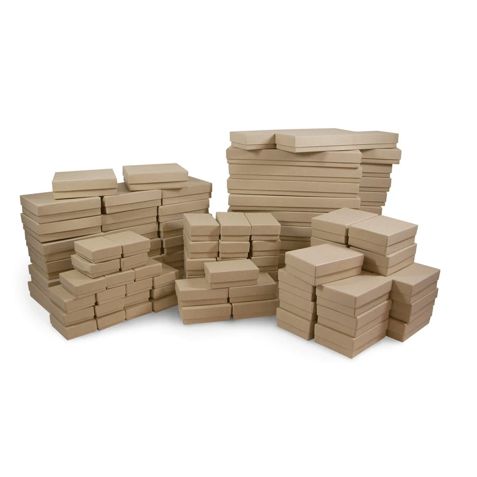 Cotton Filled Jewelry Box Assortment in Kraft