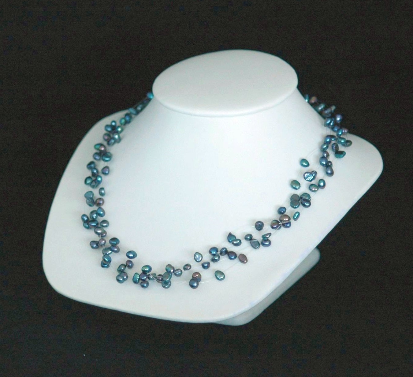 White Leatherette Low Necklace Bust