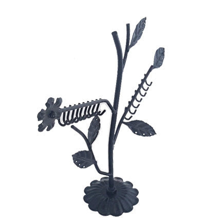 Elegant Black Metal Leaf Jewelry Display