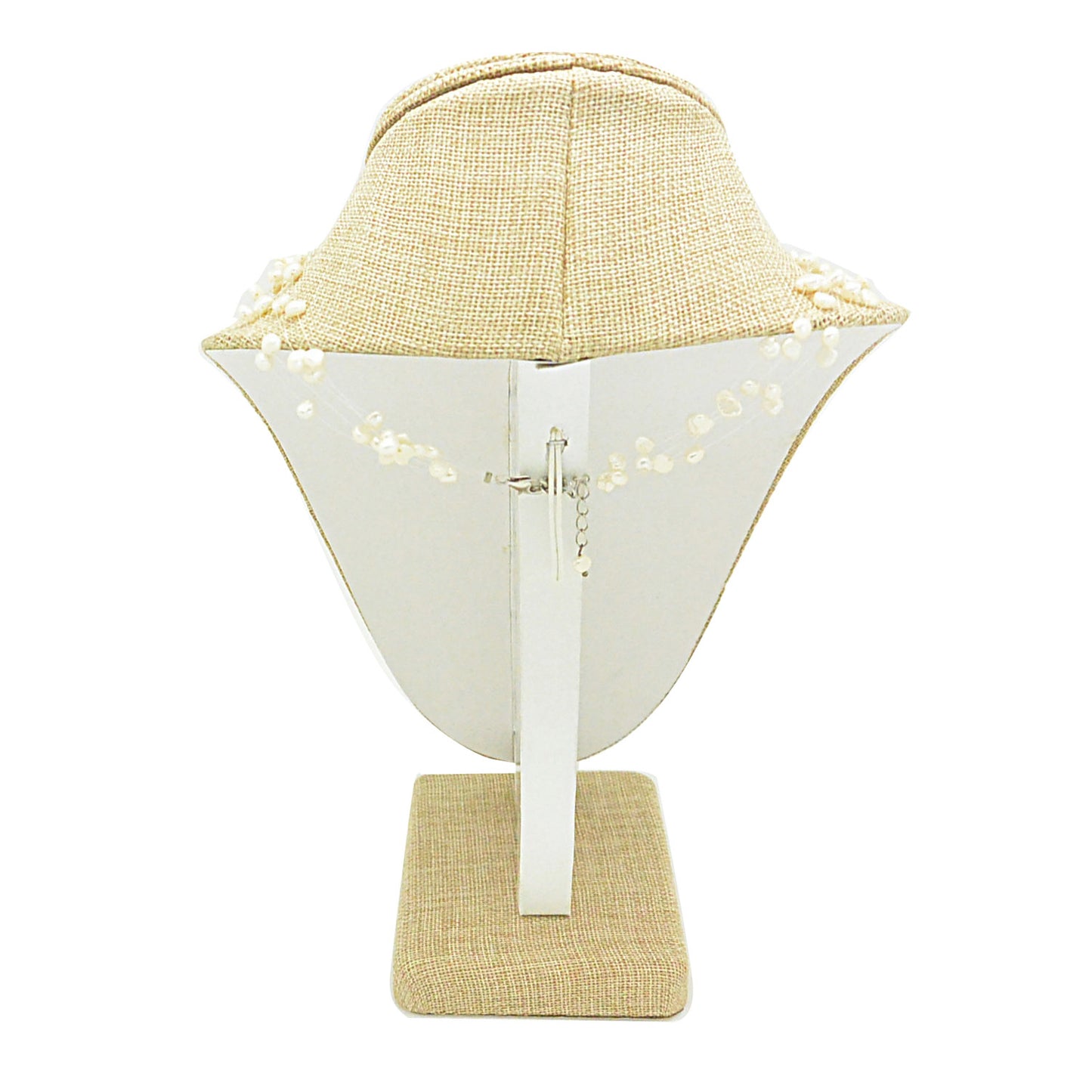 11"H Deluxe Beige Burlap Necklace Bust Display Necklaces Pendant