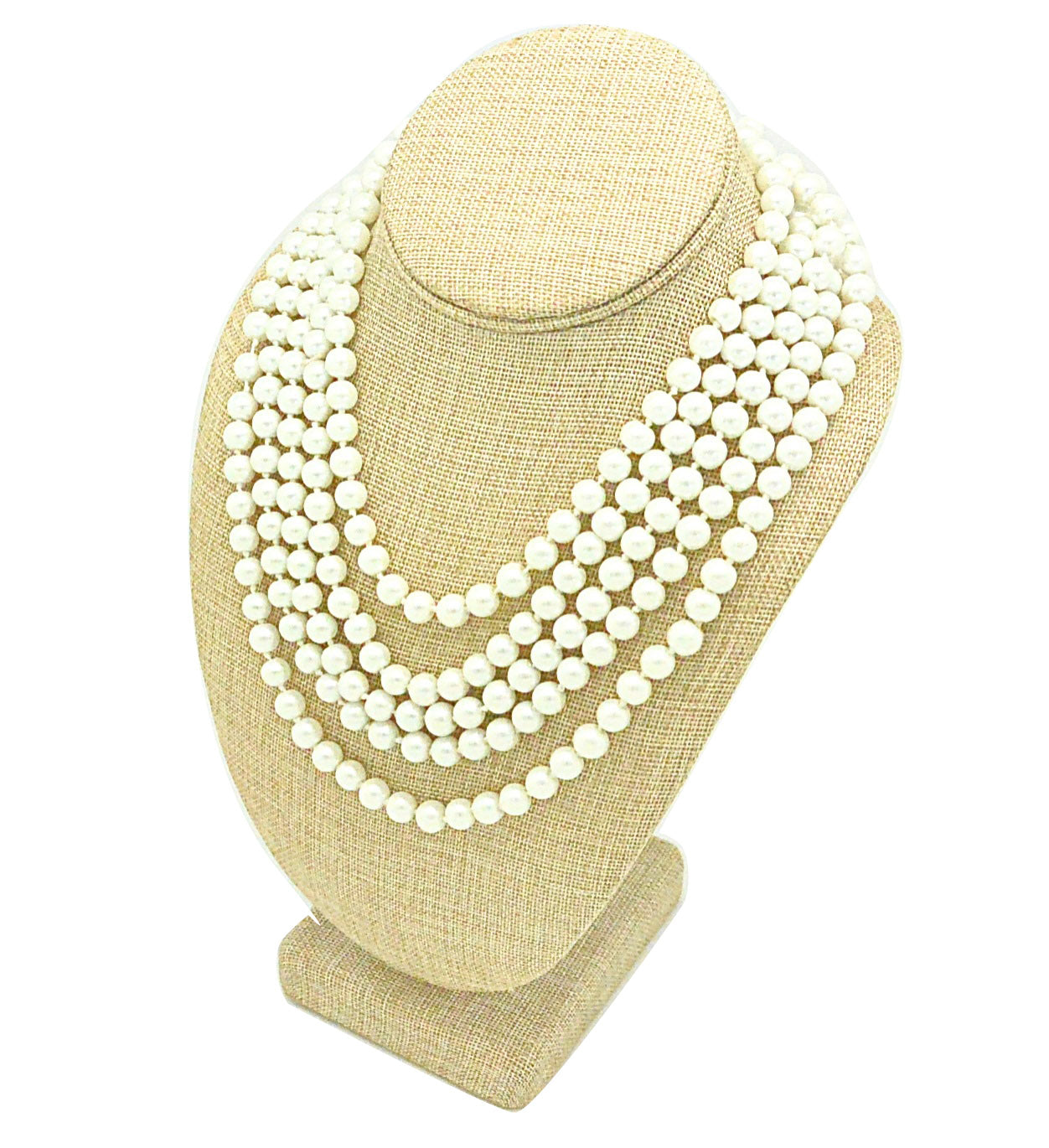 11"H Deluxe Beige Burlap Necklace Bust Display Necklaces Pendant