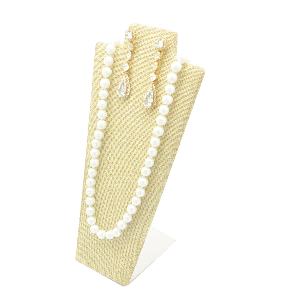 8 7/8" Tall Beige Burlap Necklace and Earring Easel Neckform