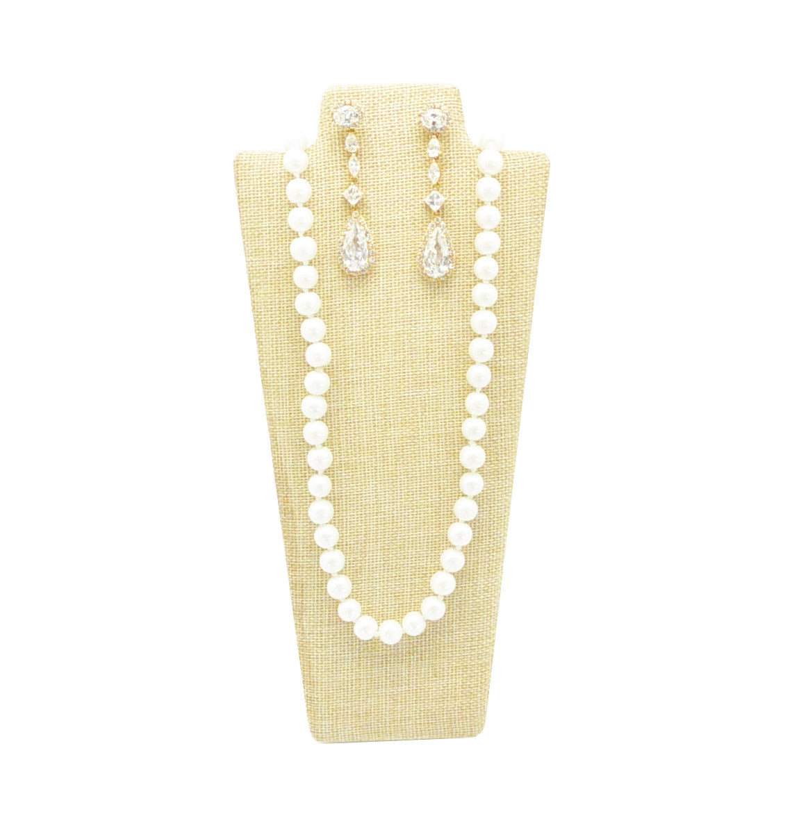 8 7/8" Tall Beige Burlap Necklace and Earring Easel Neckform
