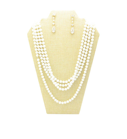 Beige Burlap Necklace Earring Easel Display