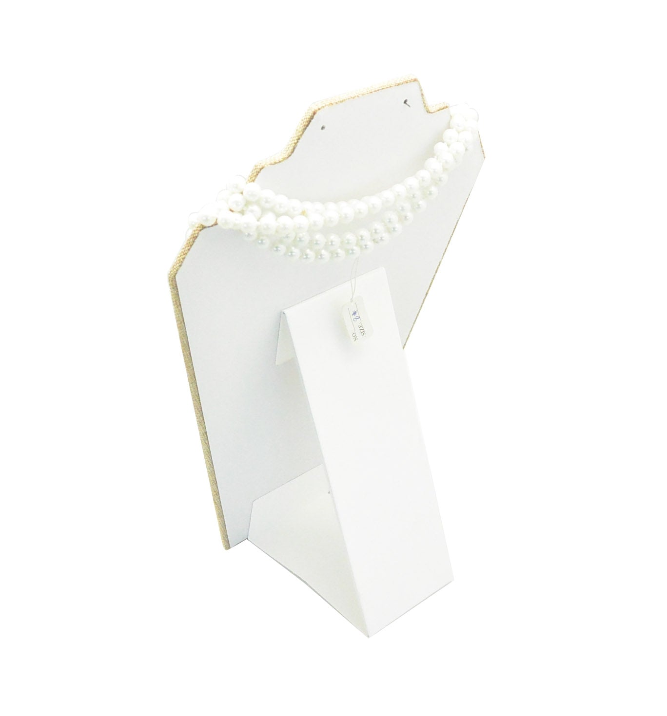 Beige Burlap Necklace Earring Easel Display