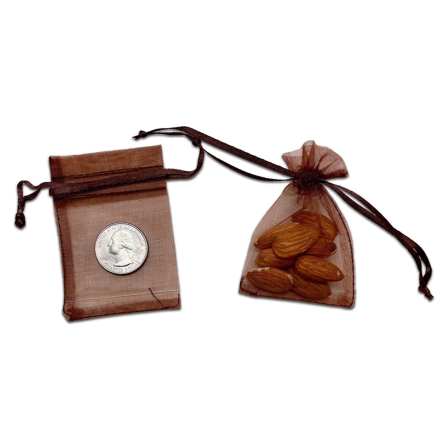 Brown Organza Drawstring Pouches