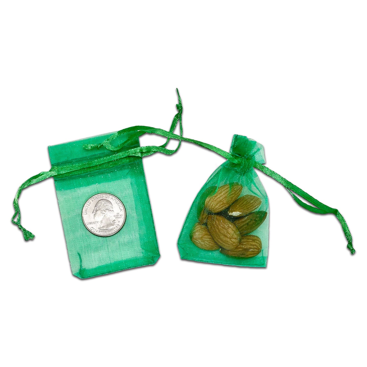 Light Green Organza Drawstring Pouches