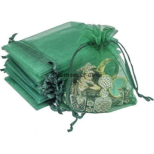 Green Organza Drawstring Pouches