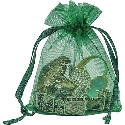 Green Organza Drawstring Pouches