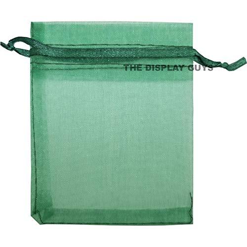 Green Organza Drawstring Pouches