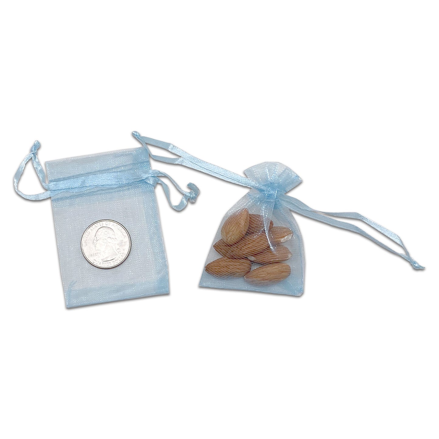 Light Blue Organza Drawstring Pouches