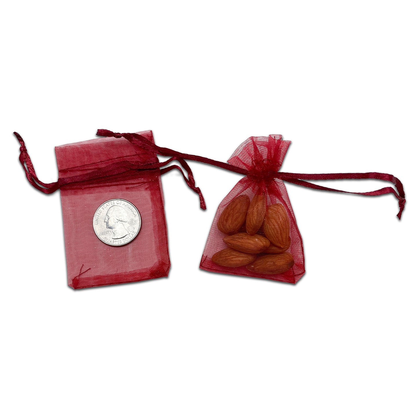 Maroon Organza Drawstring Pouches