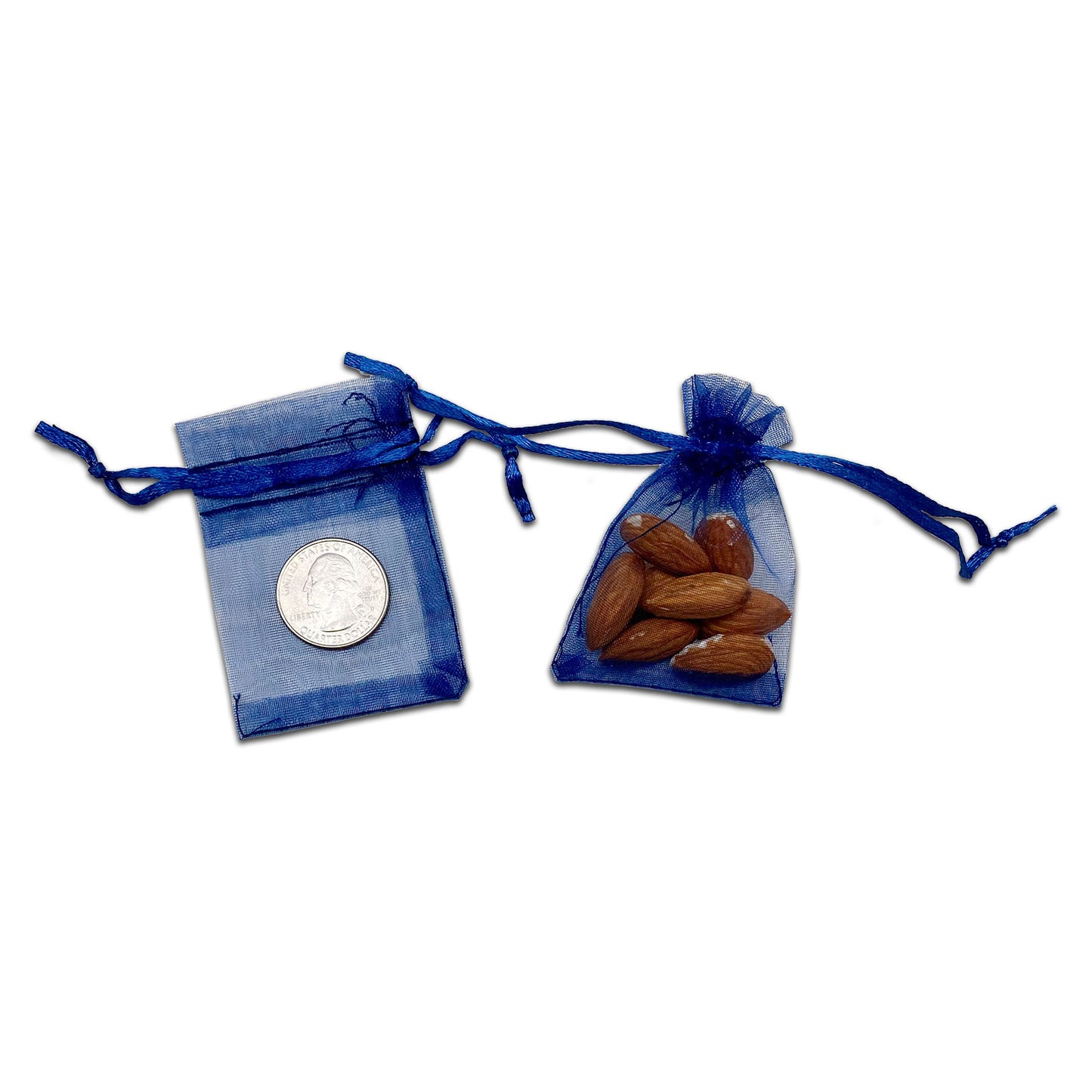 Navy Organza Drawstring Pouches