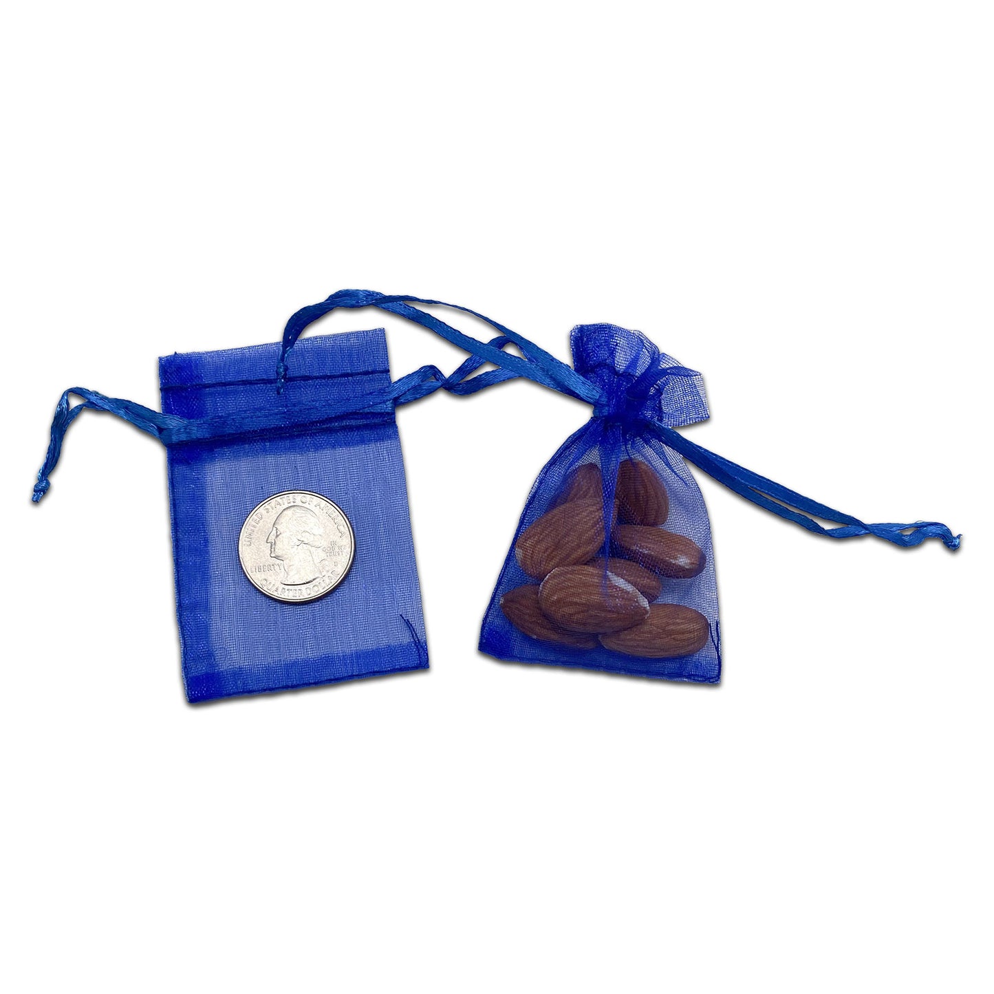 Royal Blue Organza Drawstring Pouches