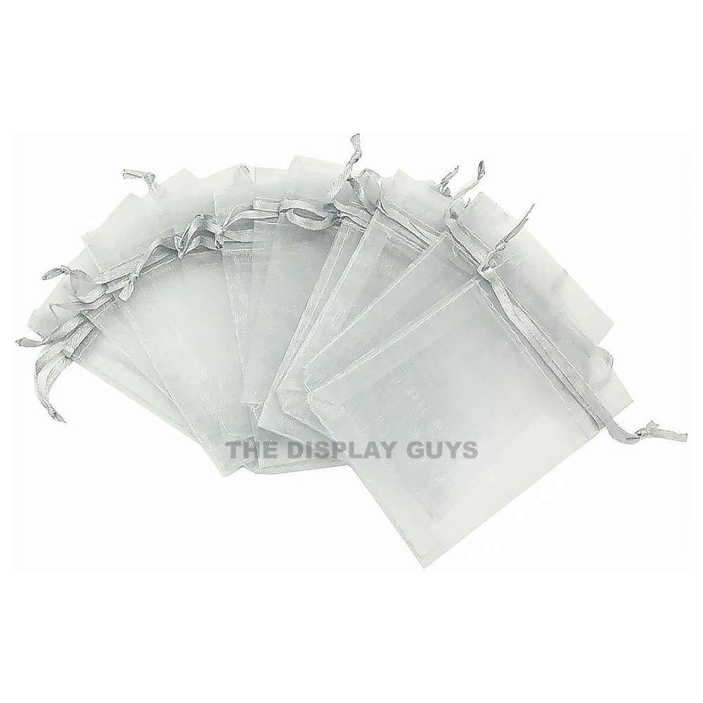 Silver Organza Drawstring Pouches