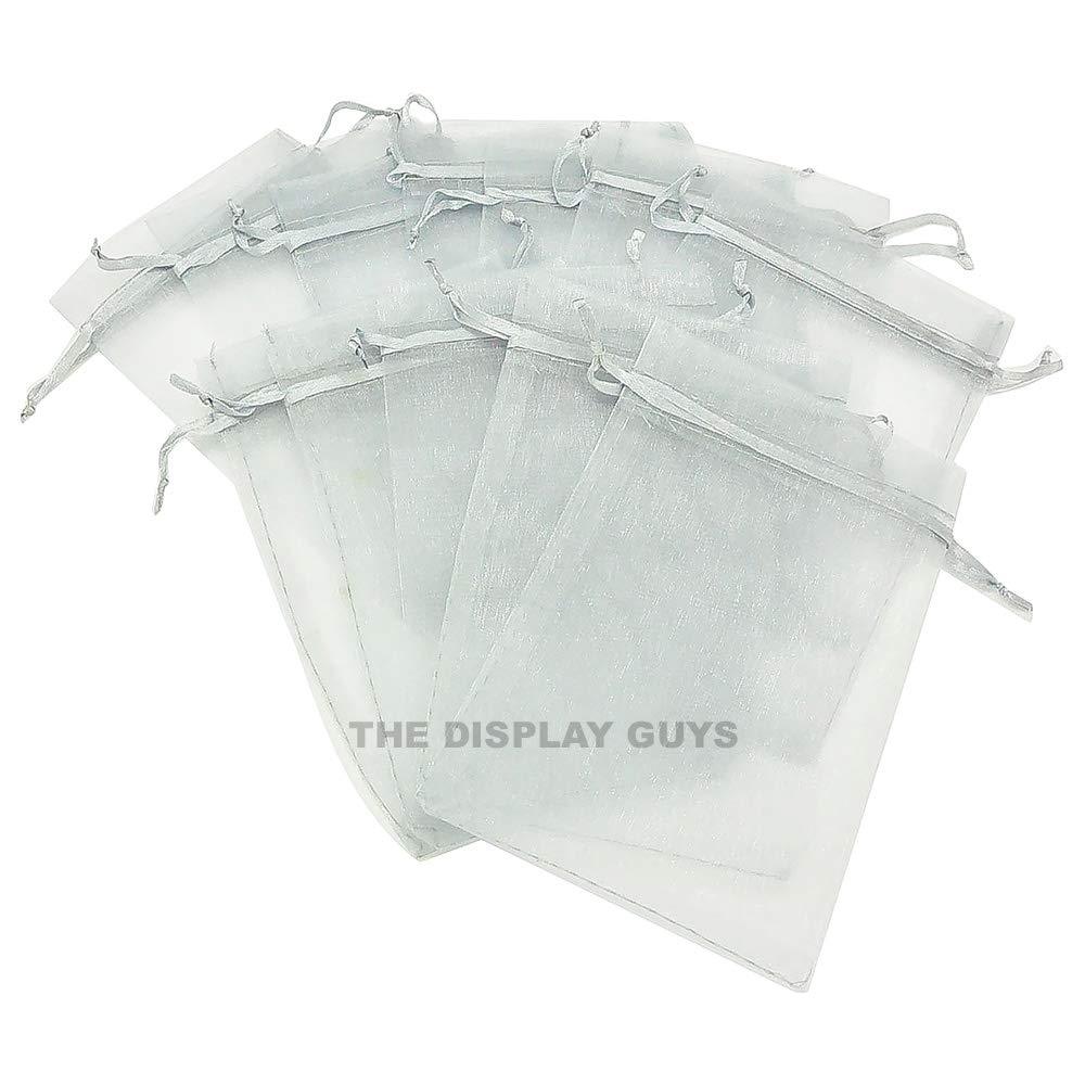Silver Organza Drawstring Pouches
