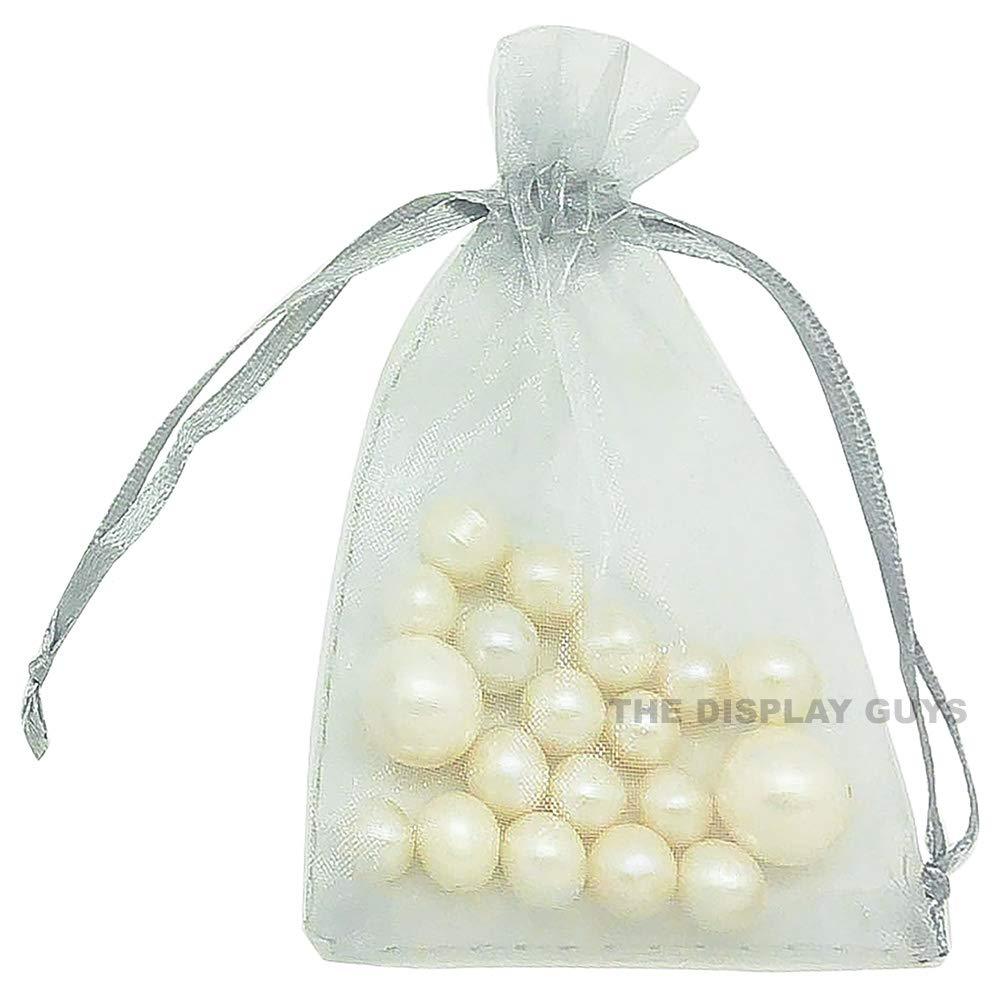 Silver Organza Drawstring Pouches
