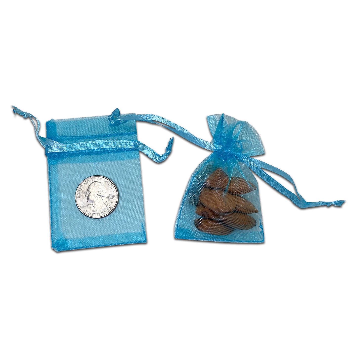 Turquoise Organza Drawstring Pouches