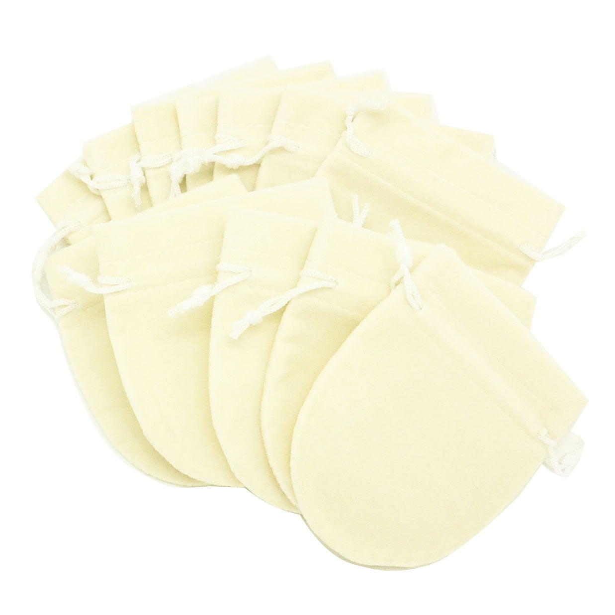 Medium Beige High Quality Velvet Round Pouch Bags Party Favors