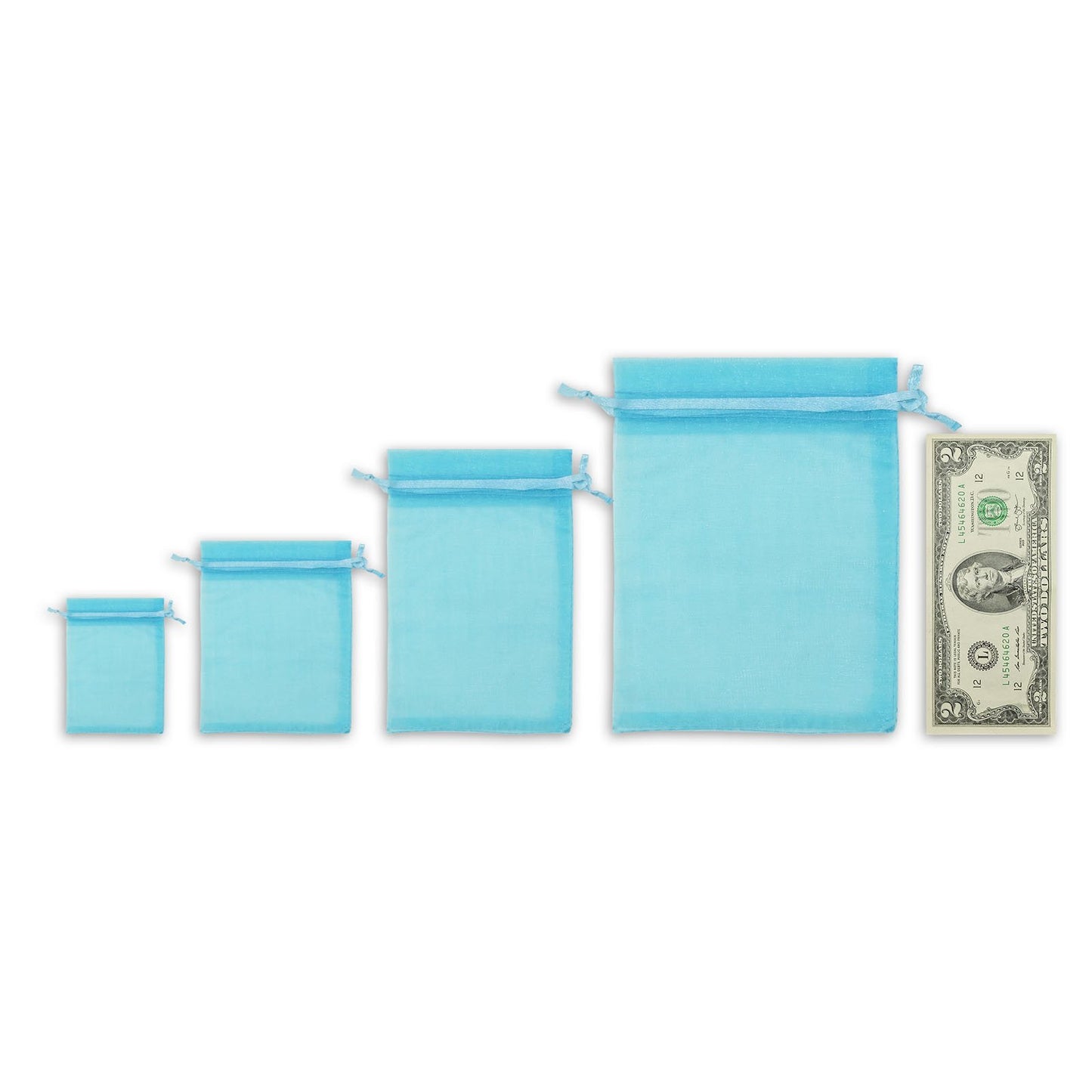 Turquoise Organza Drawstring Pouches
