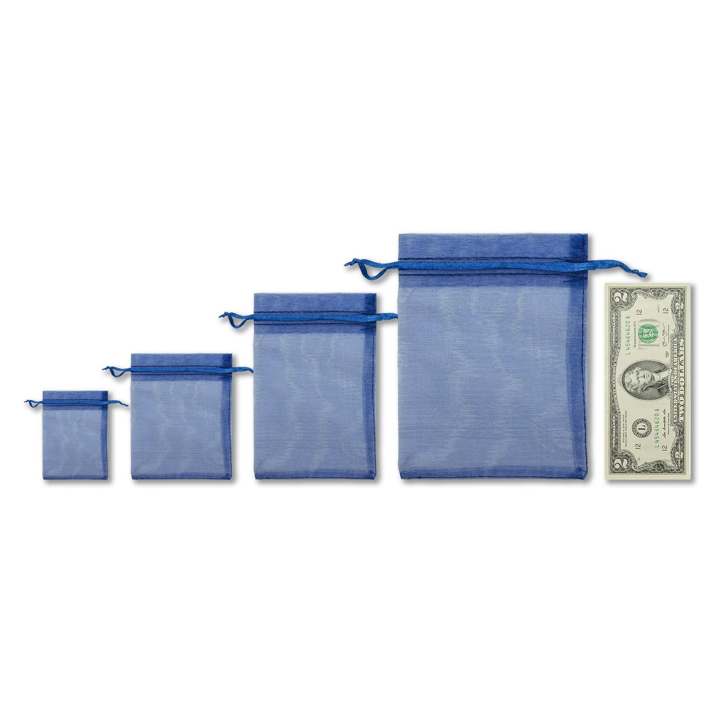 Navy Organza Drawstring Pouches
