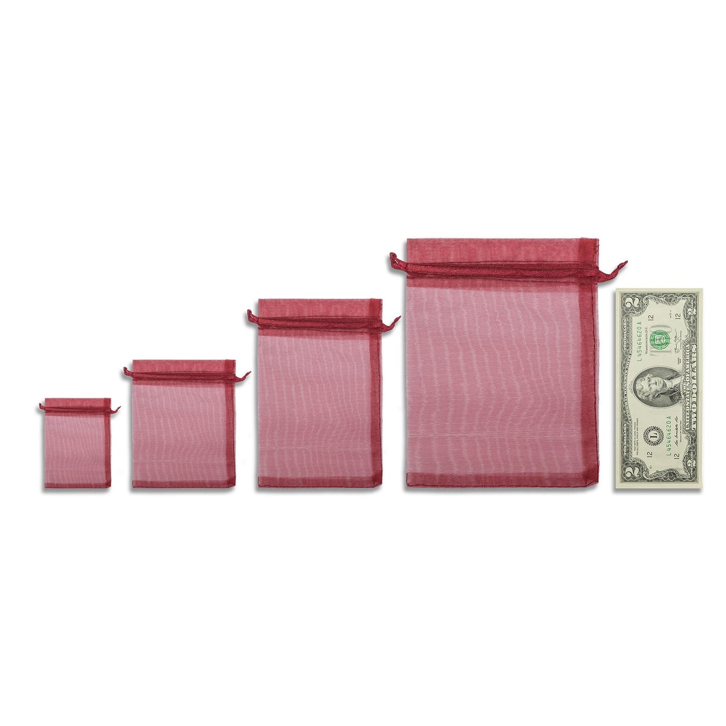 Maroon Organza Drawstring Pouches