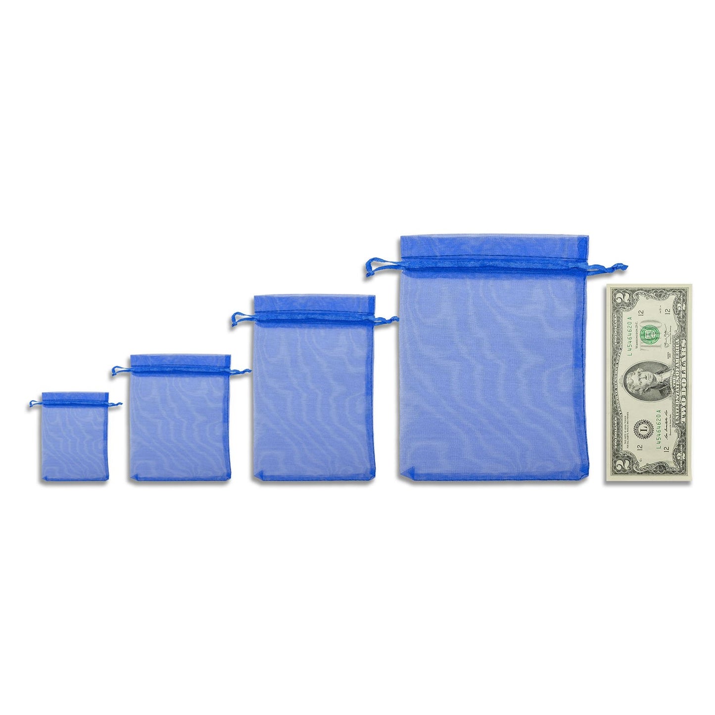 Royal Blue Organza Drawstring Pouches