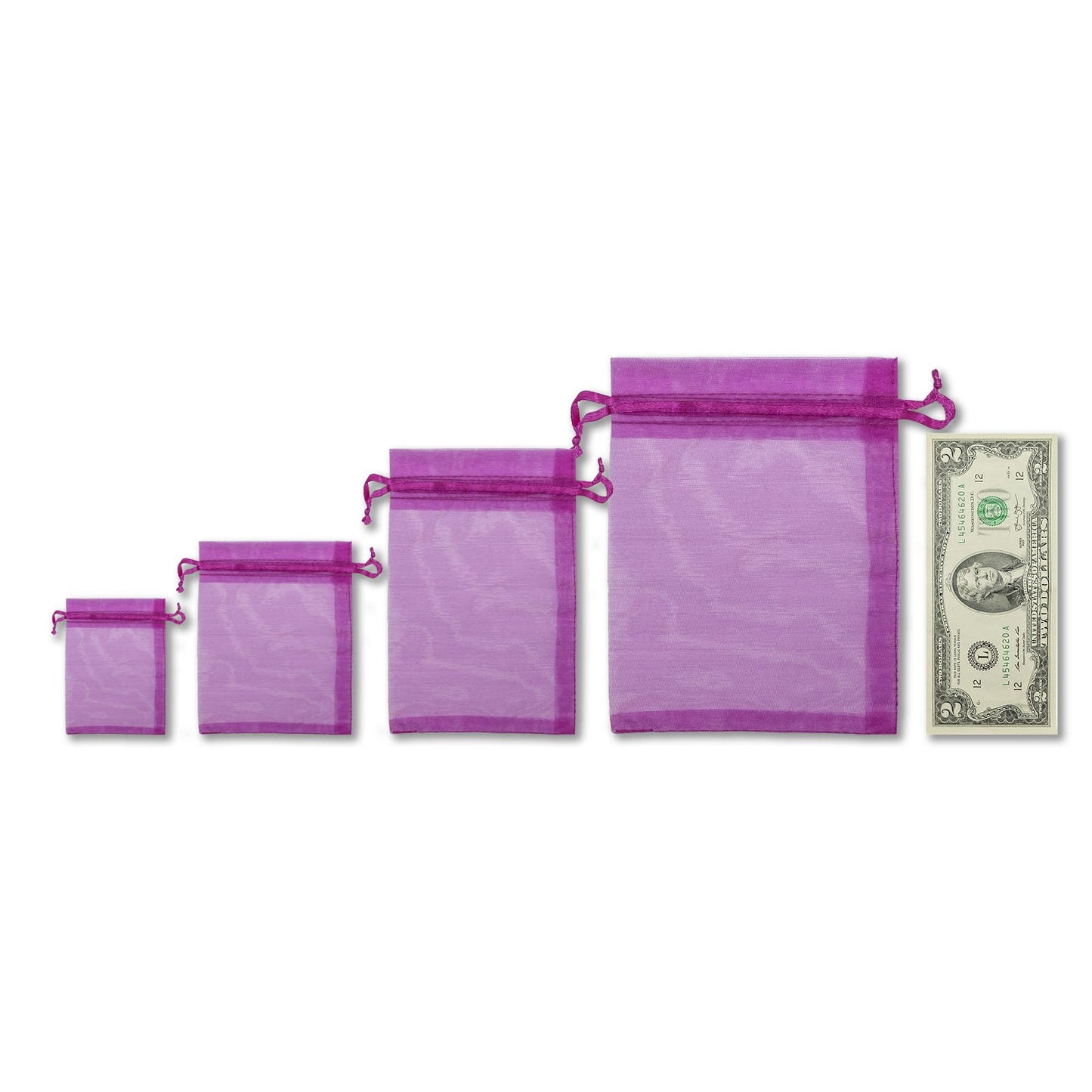 Hot Pink Organza Drawstring Pouches