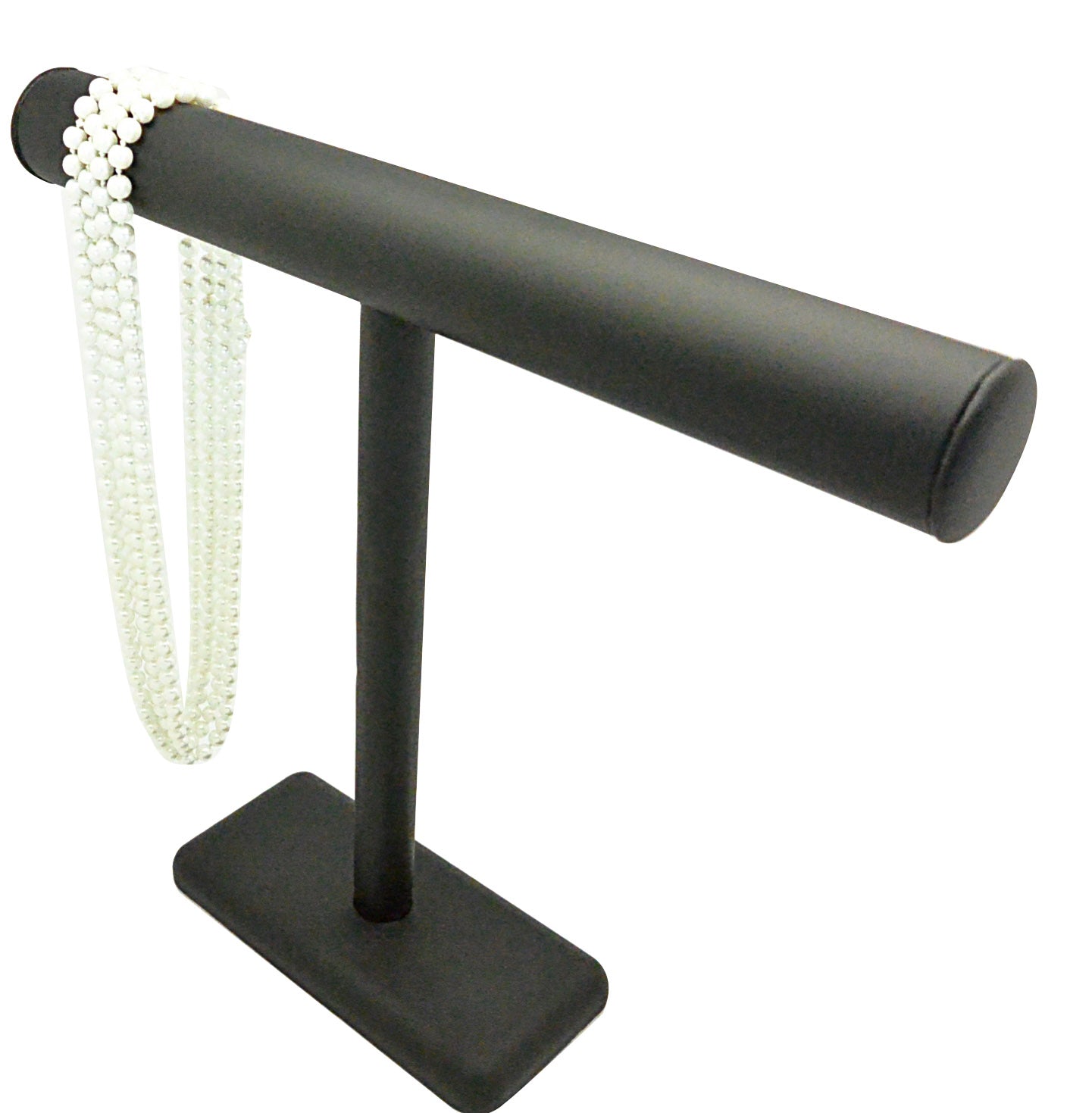 12 1/2"H Black Leatherette Single Round T-Bar Tall