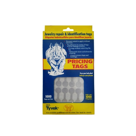 Silver Tear-Proof Self Stick Dumbbell Rhino Tags