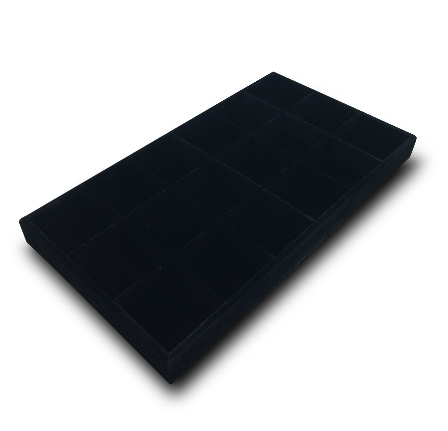 Deluxe Black Velvet 18 Compartment Stackable Jewelry Tray