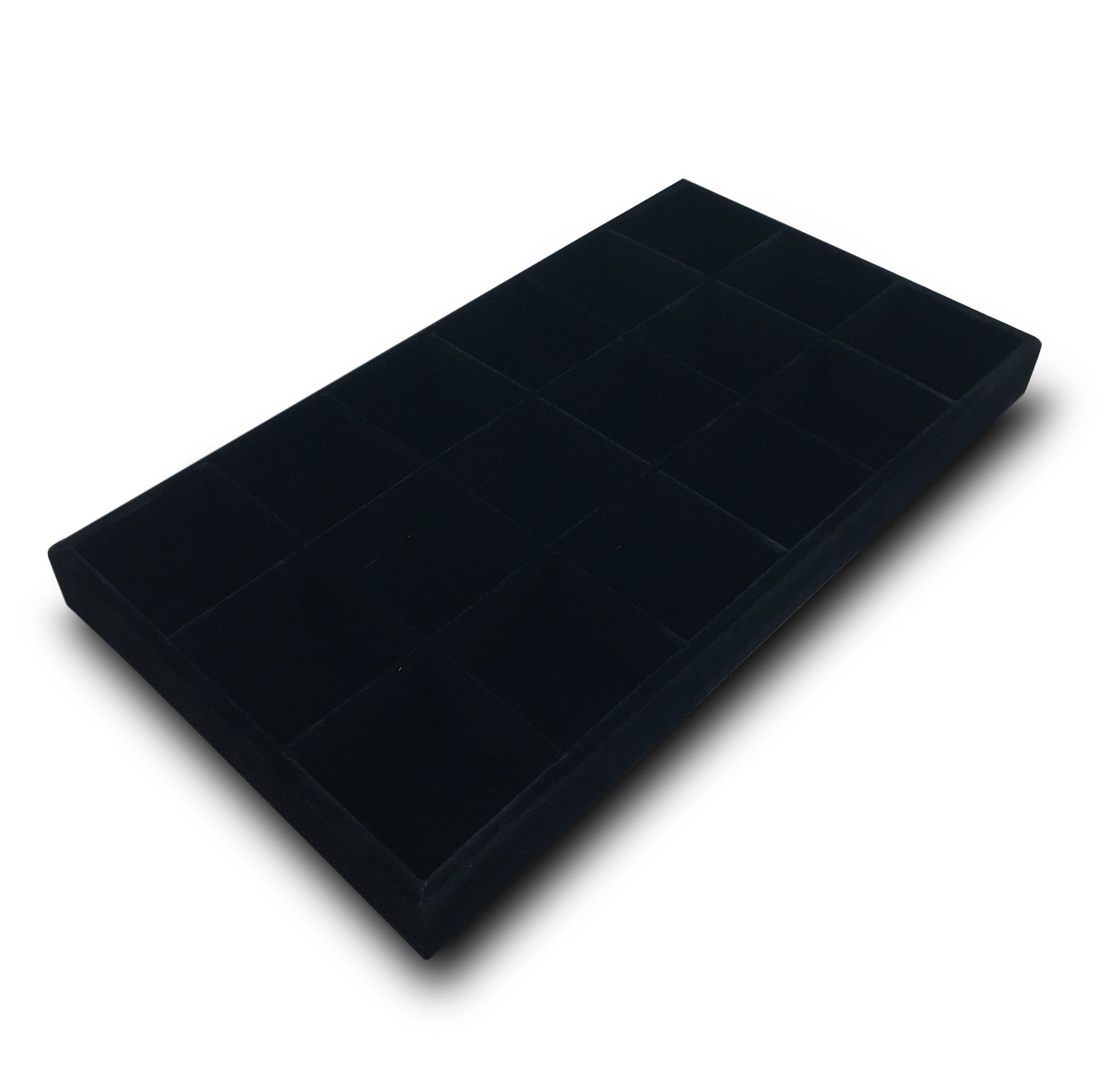 Deluxe Black Velvet 18 Compartment Stackable Jewelry Tray