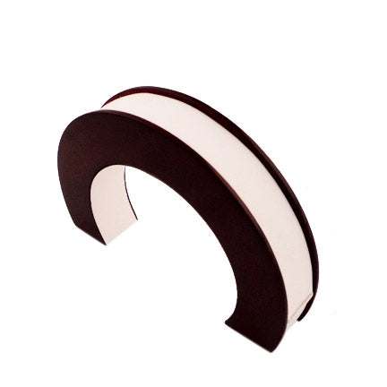 Single Bracelet Moon White Leatherette W/ Rose Wood Side