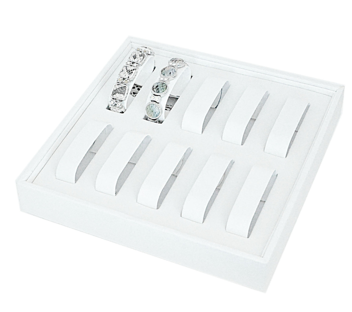 9"X9" White Leatherette Watch Tray for 10 Watch or Bracelet